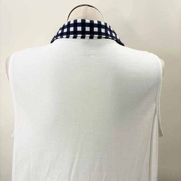 Draper James x Lands End 2X Top Polo Sleeveless Gingham Collar White Golf Preppy - Picture 11 of 13